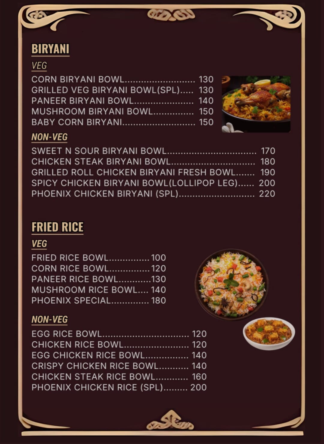 Biriyani/FriedRice list