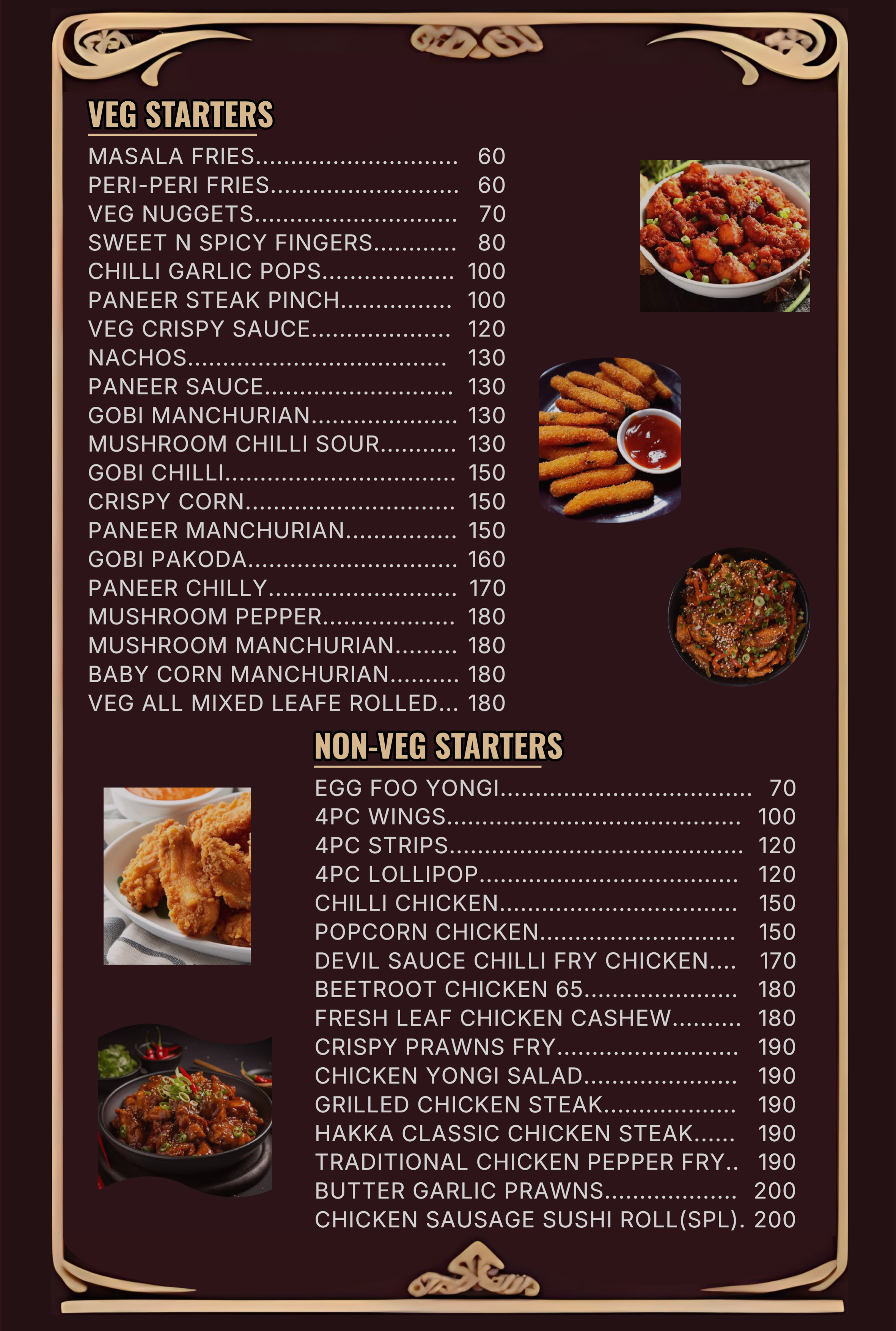 Veg & Non-Veg Starters list